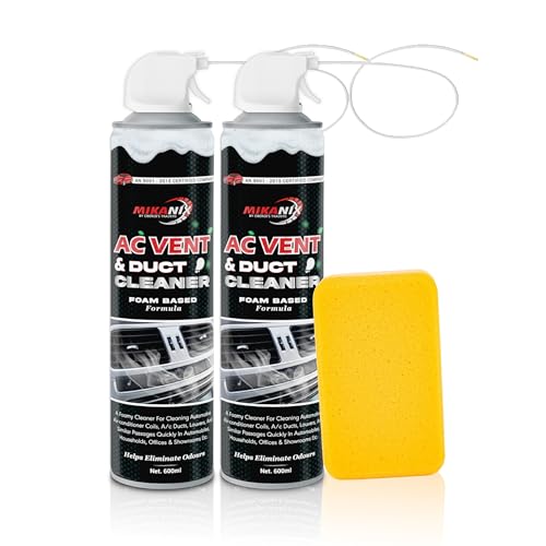 MIKANIX Car AC Vent & Duct Cleaner Odour Neutralizer Foam Spray with Long No-sal Pipe For Vehicle Interior Cleaner & Home AC (Pack of 2)