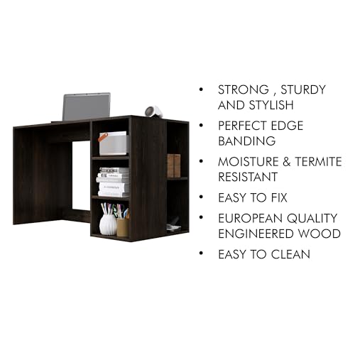 Image of Bniture Wooden Study Table for Home with Bottom Storage | Engineered Wood Study Table with Book Shelf | Multi Purpose Computer Desk for Writing | Laptop Table for Office & Home | Flower Wenge