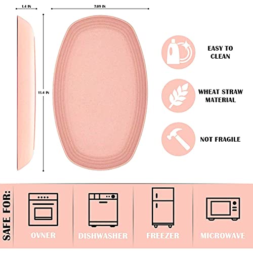 4Pcs Wheat Straw Plates And Bowls Sets - 11 Inch Dishwasher Safe Plates Microwave Safe Plastic Dinnerware Set - Unbreakable Dishes Wheat Straw Utensils - Kids Dinnerware Storage Set Reusable Plates #TOP1