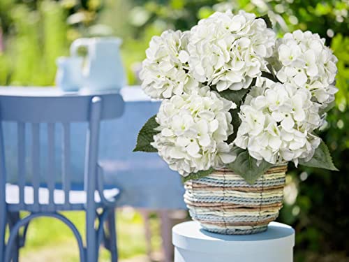 White Hydrangea Artificial Flowers Large Artificial Hydrangeas Silk Flower for Home Decor Indoor Wedding Flower Bouquets Faux Flowers Kitchen Centerpiece Table Decorations image 3