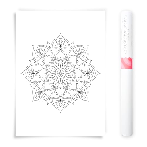 Poster de Coloriage Mandala Fleur Grand Format 50x70 Illustration Artistique n°583