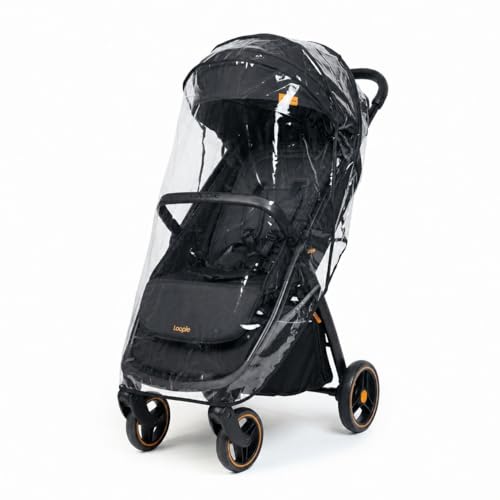 Image of Loopie Stroller and Rain Cover with Mosquito Net | 1 Hand Fold Cabin Friendly Compact Foldable Stroller for 0-4 Years with Adjustable Seat | Sleeping Position | 360 Wheels | 1 Year Warranty | Black