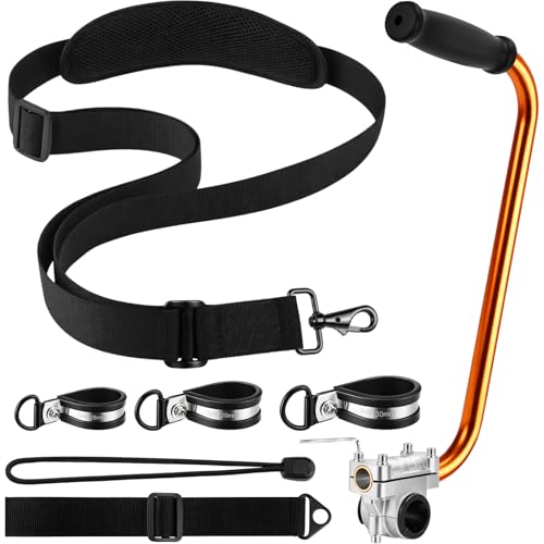 Lanties Ergonomic String Trimmer Handle Extension & Shoulder Strap Kit, Universal Grass Trimmer Grip Attachment for Lawn Care, Back Saver Landscaping Edger Tool(Orange)