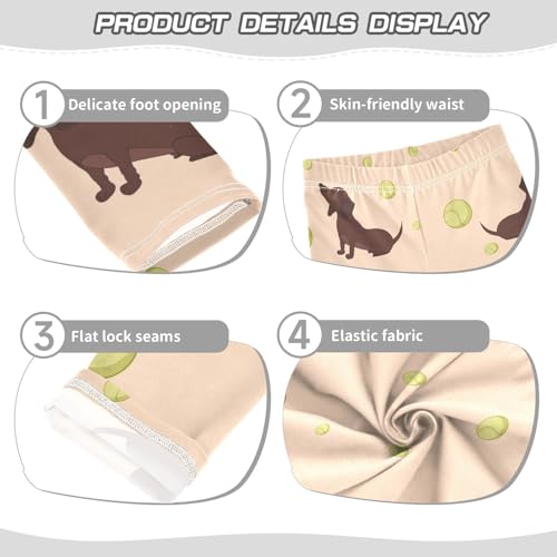 Dachshund Ball Girls Leggings,Workout Leggings for Girls Toddler Athletic Legging Size for 3-10T3