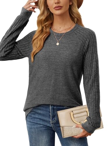 Image of Saloogoe Tunic Sweatshirts for Women Crewneck Lightweight Sweaters Raglan Long Sleeve Shirts Fall Fashion Tops 2026