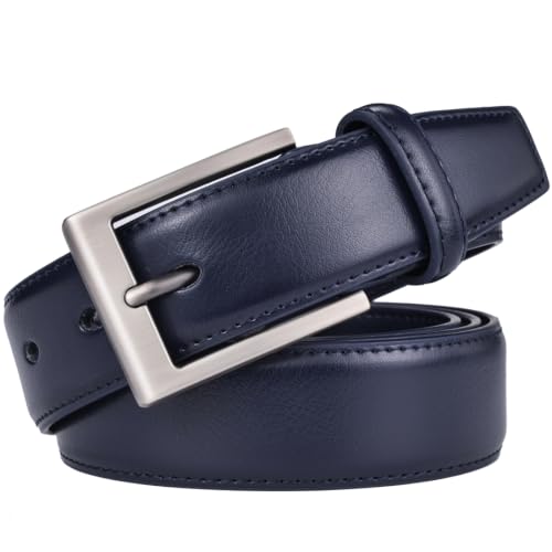 Image of beltox fine Men's Casual Leather Jeans Belts 1 1 /2 inch Wide 4MM Thick Alloy Prong Buckle Work Dress Belt for Men