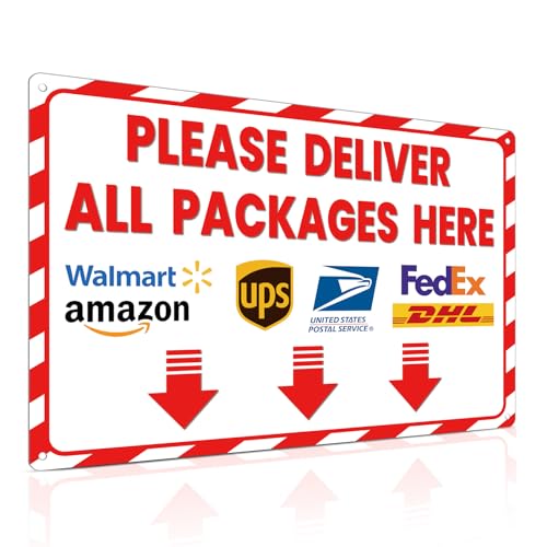 ALKB Delivery Sign for Packages Please Deliver All Packages Here Arrows - Delivery Instructions for Outdoor Use, 8x12 Inch