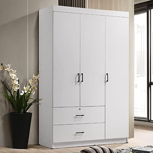 دانوب هوم سيلفا دولاب ببابين ودرجين لملابس معلقة | رف متين إضافي، منظم تخزين | خزائن بتصميم عصري وموفرة للمساحة لغرفة النوم، الطول 120 × العرض 42 × الارتفاع 181 سم - أبيض