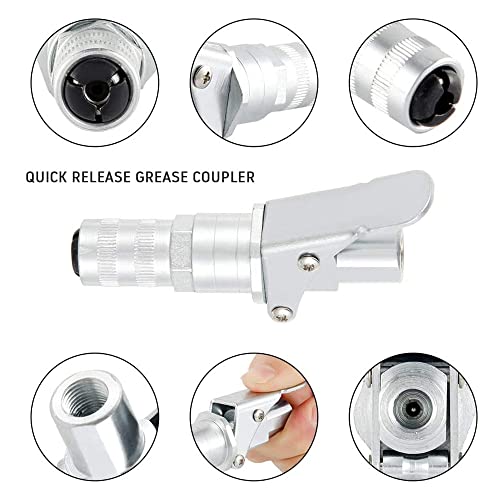 12000 PSI Lock Vetkoppeling Snelsluiting,Krachtige Vetnippel met Dubbele Greep Snelsluiting,Snelsluiting Geïntegreerde Hogedruk Vetkoppeling,Geschikt Voor alle Vetpersen 1/8 inch NPT Vet-G(Zilver) - Image 4