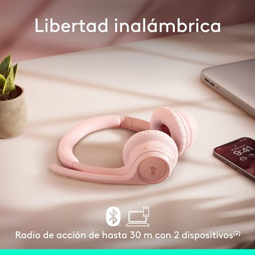 Miniatura 4 de Logitech Zone 300, Auriculares Con Micrófono Bluetooth Inalámbricos Con Cancelación De Ruido, Windows, Mac, Chrome, Linux, Ios, Ipados, Android, Funcionan Con Teams, Google Meet, Zoom - Rosado