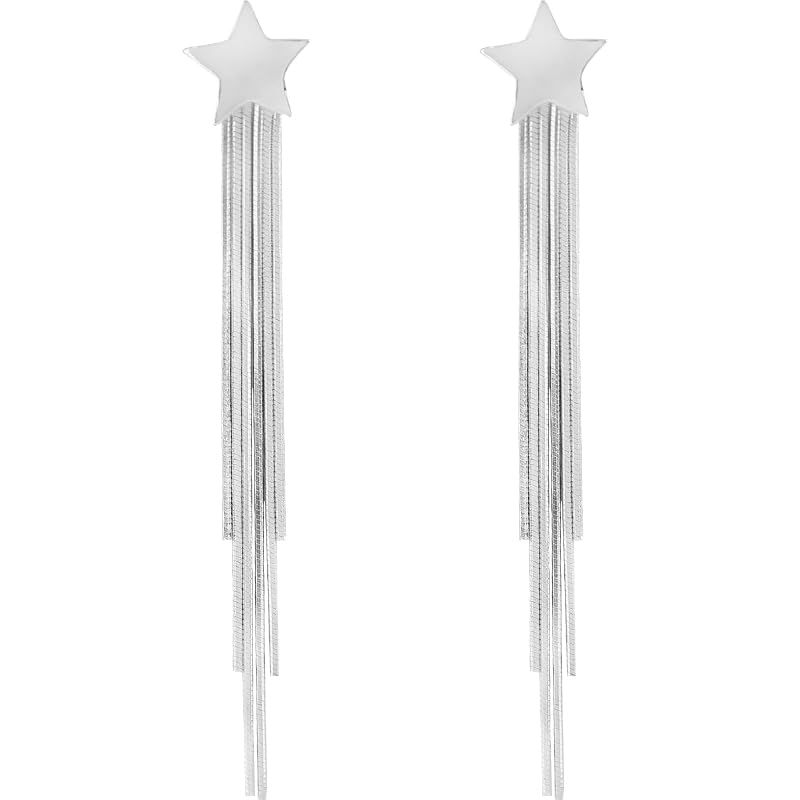 Boucles d'oreilles longues étoile en argent 925 de haute joaillerie