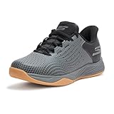 Skechers Men's Viper Court Reload Hands Free Slip-Ins Pickleball Sneaker, Black/Charcoal, 10.5