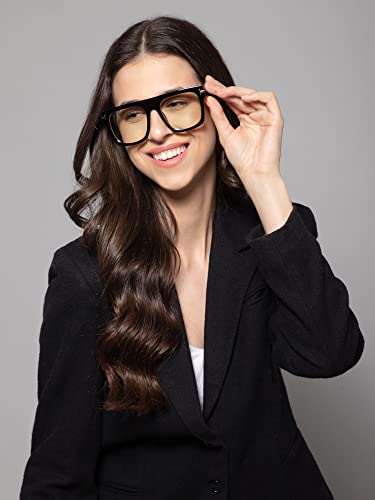 Image of LensKandy Zero Power Computer Glasses - Anti-Glare & Bluecut Wayfarer Eyewear for Men & Women - UV Protection, Eye Strain Relief,Lightweight & Blocks Harmful Rays