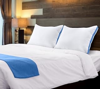Utopia Bedding Bed Pillows for Sleeping Queen Size (Blue), Set of 2, Soft & Fluffy Pillow with Down Alternative Filling, Cooling, Hotel Quality, Gusseted Pillow for Back, Stomach or Side Sleepers