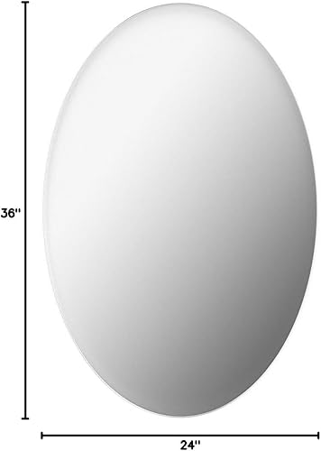 Miniatura 7 de Espejo de baño ovalado con marco de metal cromado para pared en acero inoxidable, moderno espejo de tocador de baño, para montar en la pared, 24 x