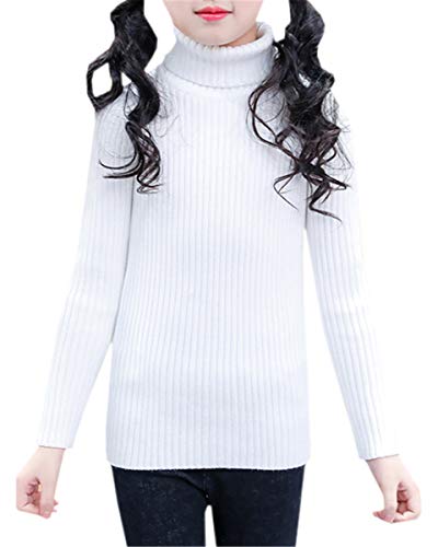 Betusline Girls' Turtleneck Ribbed Knit Sweater2