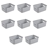 Sterilite Small Basket, Plastic Decorative Bin Organization for Countertops, Classroom, Tabletops and Shelves, Gray, 8-Pack