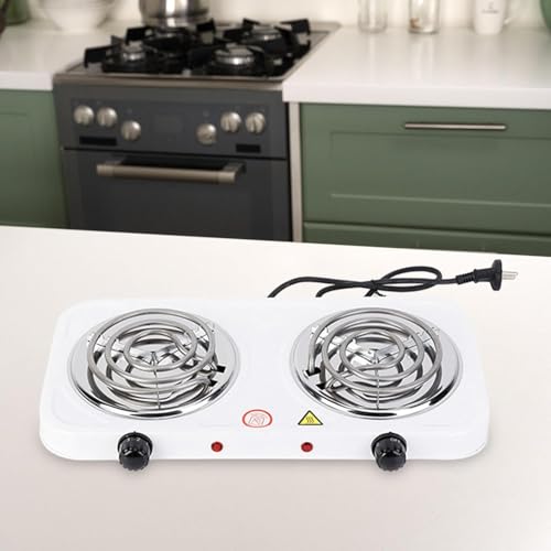 Image of Drumstone (𝐄𝐱𝐥𝐮𝐬𝐢𝐯𝐞 𝟐𝟎 𝐘𝐞𝐚𝐫𝐬 𝐰𝐚𝐫𝐫𝐚𝐧𝐭𝐲) Portable Electric Double Burner Hot Plate 2000W, Dual Cooking Stove with Adjustable Temperature Control, Compact Cooktop