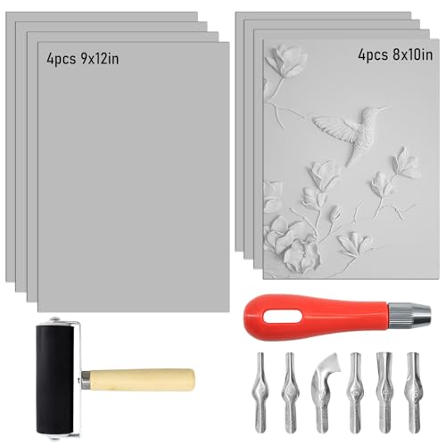 Lignumix 8pcs Linoleum Blocks for Printmaking,8"x10"and 9 x 12 Inch
