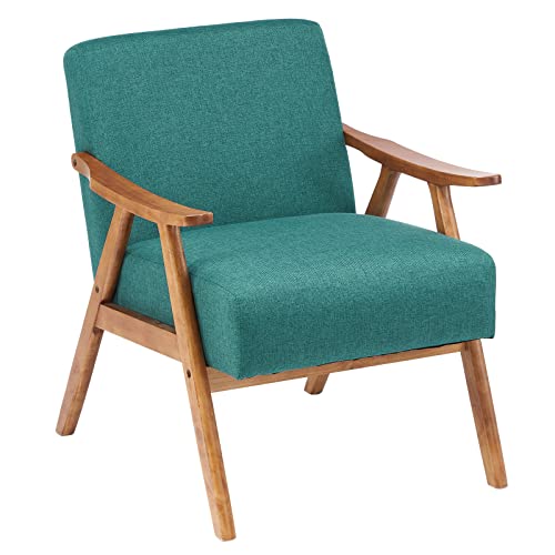 Vingli Mid-Century Retro Modern Upholstered Lounge Chair Fabric Accent Chair Sturdy Wooden Frame Armchair (Green) #TOP7