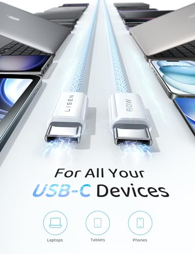 LISEN USB C Kabel [4er Pack, 0,5M 1M 1M 2M], 60W PD3.0 für iPhone 15 Pro Max Plus, Samsung S24, Google Pixel, iPad Mini/Pro 2024, MacBook – Ansicht 3