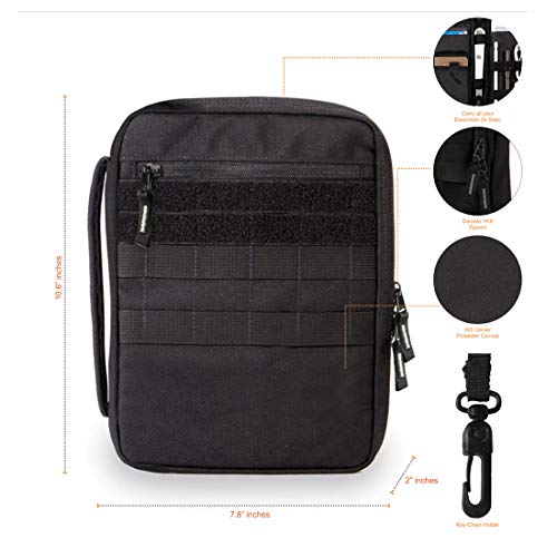 Image of Polyester Canvas Unisex 10.5 inch IPad Pro EDC Note Case With Molle-Web Multiple Compartments Black