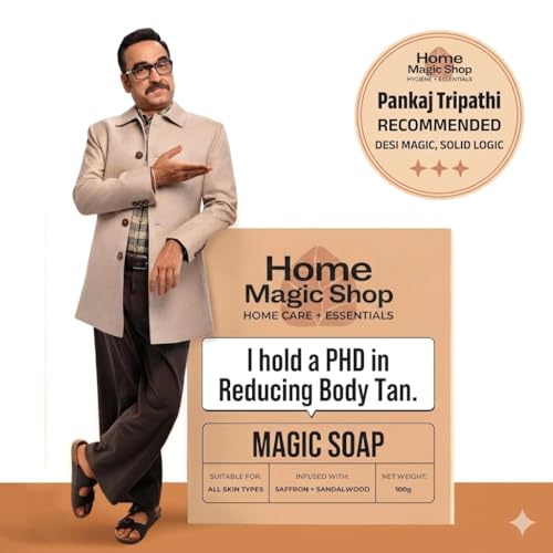 Image of Ghar Magic Shop Sandalwood & Saffron Magic Soaps For Bath| Paraben Free | Chandan & Kesar Bath Soap | Handmade Soaps For Glowing | Skin Brightening Soap For Men & Women 100g (Pack Of 2)