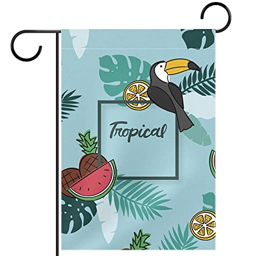 Drapeau de jardin de bienvenue tropical double face en polyester 30x45 cm pour extérieur
