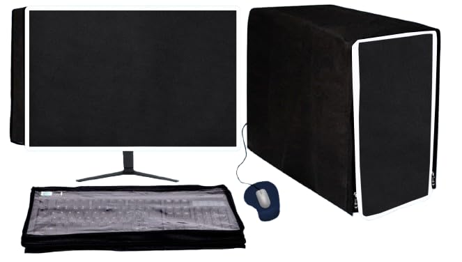 TAXSHVI Computer Desktop 3 Pcs PVC Cover Set – Water-Resistant Dust Protection for Monitor, CPU & Keyboard | Extra Zip Closure | Ideal for Office, Home & Business Use (18 Inch)-picture-29