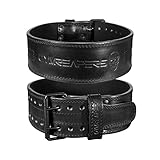 Gymreapers Weightlifting Belt 6MM Genuine Leather - Double Prong Power Belt Heavy Duty 4-Inch Wide - Strong, Stabilizing Back Support for Deadlifts, Squats Powerlifting (Black, Medium)