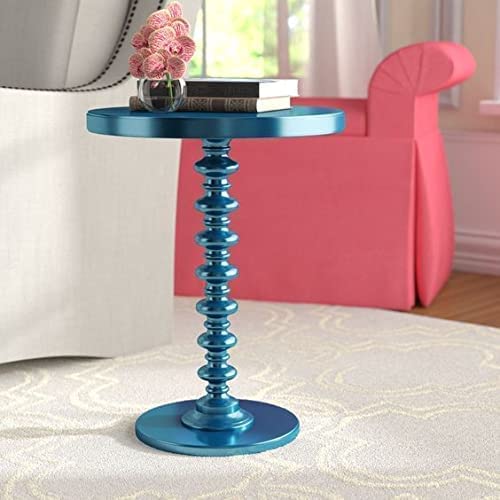 LIFE ART SHOPPEE Round Coffee End Tables for Living Room, Accent Furniture Pedestal Table, Nightstand Decor Side Tables for Bedroom- (Blue)-image-14
