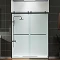 WOODBRIDGE Frameless Shower Doors 56-60" Width x 76" Height with 3/8"(10mm) Clear Tempered Glass, 2 Ways Opening & Double Sliding in Matte Black Finish