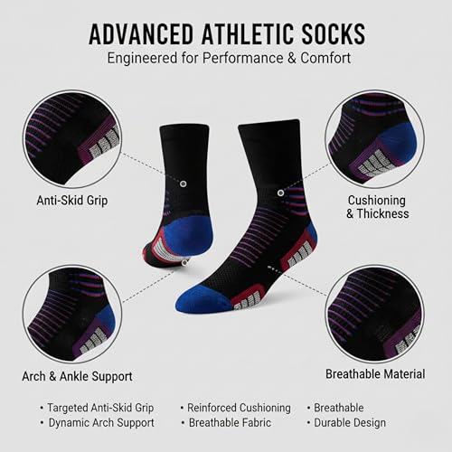 Image of Crew Socks for Women & Men Circulation, Diabetic and Neropathy Pain Relief, Swelling, Neuropathy, Runner, Nurses, Travel, Pregnancy, Flying - Pack of 2- (Black+ Cyan)