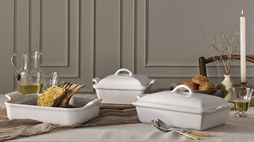 Image of Le Creuset Stoneware Heritage Covered Rectangular Casserole, 4 qt. (12 inch x 9 inch), White