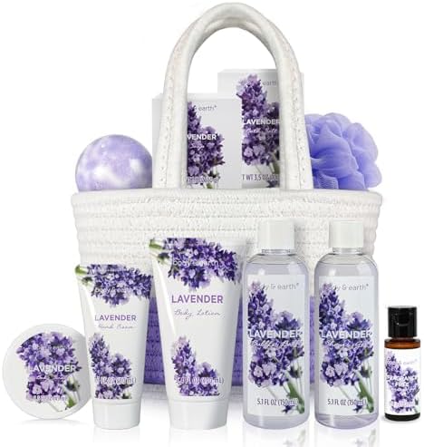 Spa Gift Baskets for Women - Body & Earth 11pcs Lavender Gift Set...