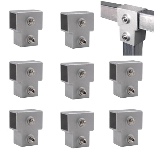 8 Pièces Connecteur de Tube Carré,Raccord de Tuyau en D'aluminium T Forme 3 Voies pour Raccordement de Tuyaux Carré 25x25 mm
