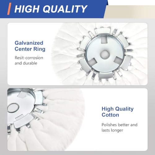 Image of 8 inch Soft Airway Buffing Wheel White Flannel and 4 Inch Airway Flange Kit / 5 /8'' Arbor Hole /Finish Polish Step for Angle Grinder - 5 PCS