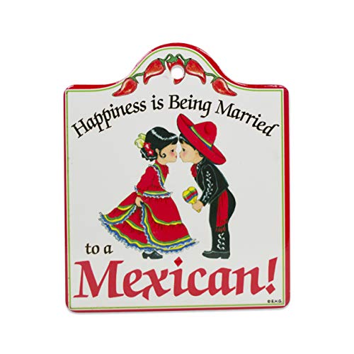 Essence of Europe Gifts Happiness is Being Married to a Mexican Regalos para Mama Ceramic Spanish Trivet Cheeseboard Latino & Hispanic Gift