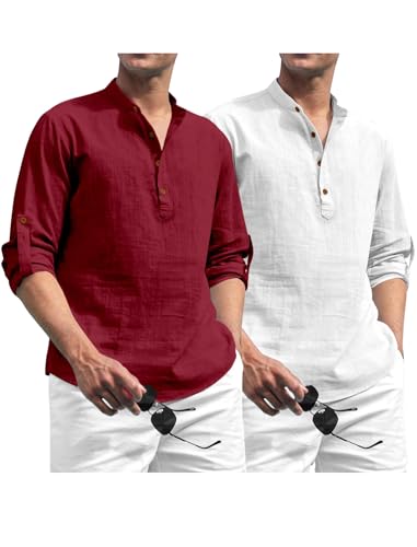 Image of Zombom Men's Kurta || Chinese Collar Long Sleeves || Straight Hip Length Kurtas || Short Kurta for Men || for Festival || Function || Occasion Wear Fancy Kurta for || Best Gifts for Men