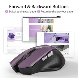 acer Mouse Wireless Ergonomico, mouse computer ottico USB senza fili, 2,4 GHz con ricevitore mini USB, 1600 DPI regolabile, 6 pulsanti, compatibile con PC/Mac/Laptop/Chromebook