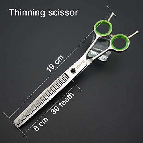 Image of 7.0 inches Professional Dog Grooming Scissors Set Straight & thinning & Curved & chunkers & comb 5pcs in 1 Set for left-handed & right handed