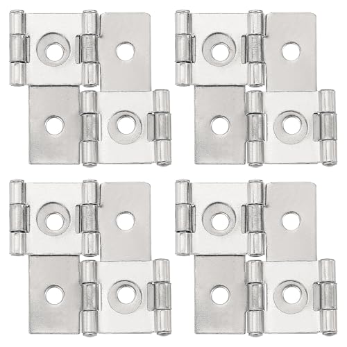 QUARKZMAN Cerniere a Doppia Azione Schermo Pieghevole, 4Pz 1,85' Cerniere a Doppia Oscillazione Stile Retrò Rotazione di 270 Gradi Cerniere per Porta a Soffietto, Argento