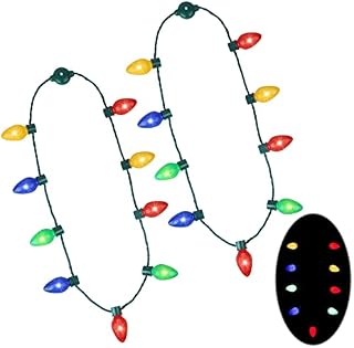 Dilabnda LED Bulb Necklace for Kids Adults , Light Up Necklace Flashing Glow in The Dark, Gift for New Year Ugly Christmas Xmas Birthday Wedding Rave Carnival Party(2PCS)