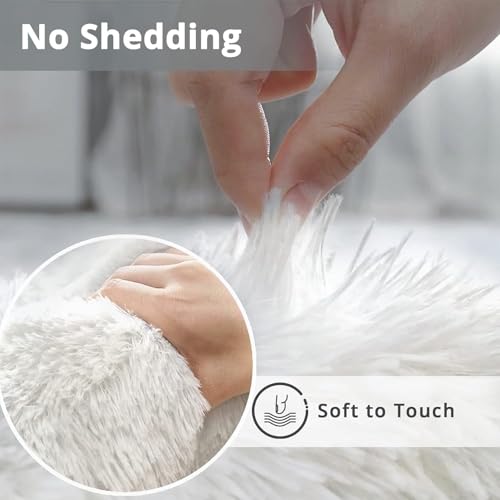 Tapis poil descente de lit blanc 100x350 cm lavable et moderne - 5