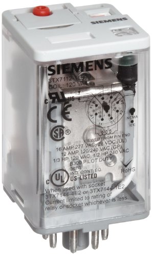 Premium Plug in Relay, Standard Octal Base, Mechanical Flag, Push to Test, Lock Down Door, LED, DPDT Contacts, 16A Contact Rating, 120VAC Coil Voltage