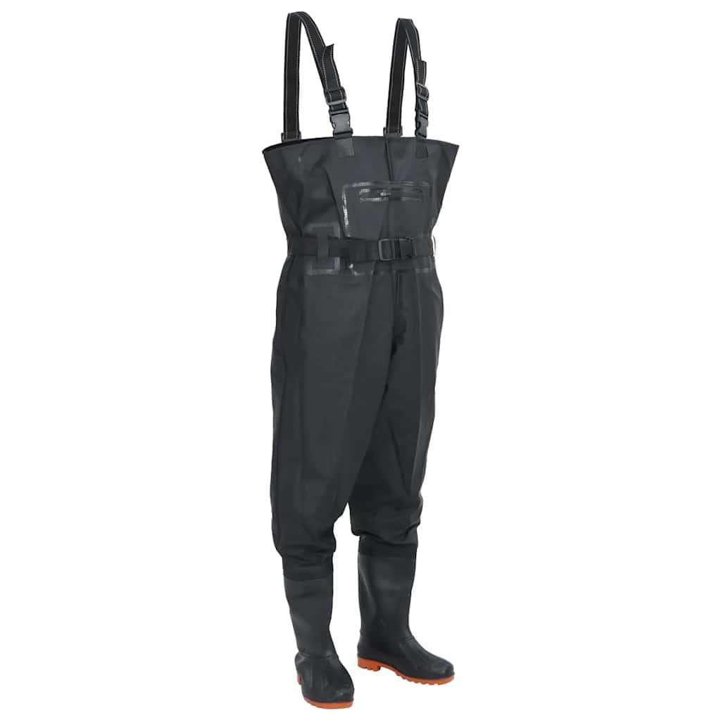 Pantalones de vadeo impermeables con botas y cinturón de color verde oscuro para pesca, caza, trabajo al aire libre y limpieza de estanques, poliéster recubierto de PVC duradero