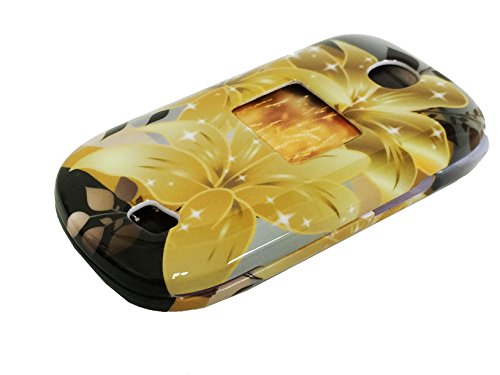 for LG Revere 3 VN170 Envoy 3 UN170 Hard Snap on Protector Phone Cover Case + Happy Face Phone Dust Plug (Yellow Gold Lily)