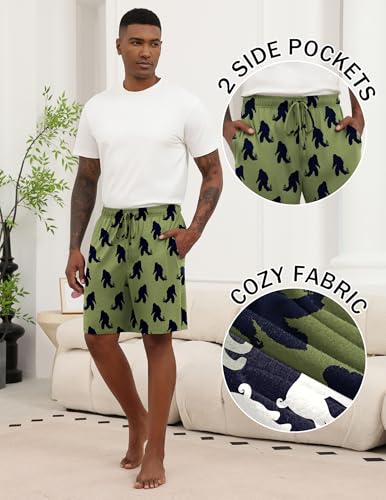 Image of Ekouaer Men's Pajama Shorts Soft Sleepwear Bottoms Elastic Waistband Loungewear Breathable Men Shorts with Pockets