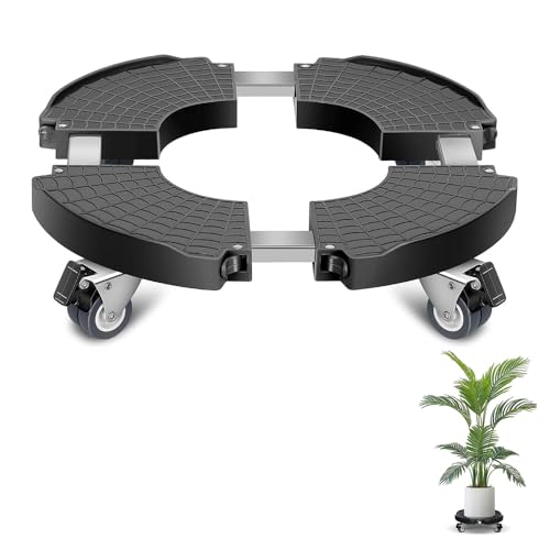 TOMVAES Plant Stand with Wheels, Plant Pots Mover Heavy Duty Plant Roller Base 40-48cm Rolling Plant Stand Indoor Outdoor Adjustable Flower Pot with Lockable Castors Large Potted Planter Dolly Cart for Vertical Planters