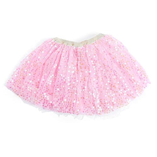Baby Girls Layered Tutu Skirt Girls Sequins Tulle Skirts Ballet Dance Princess Skirt Toddler Birthday (Pink, 3-8 Years)